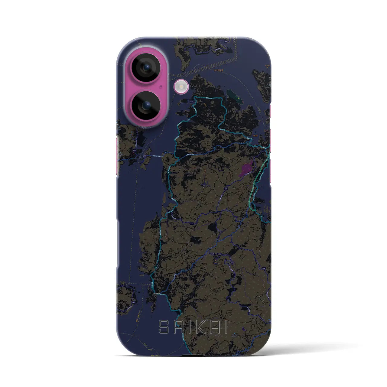 【西海(長崎県)】地図柄iPhoneケース(バックカバータイプ)