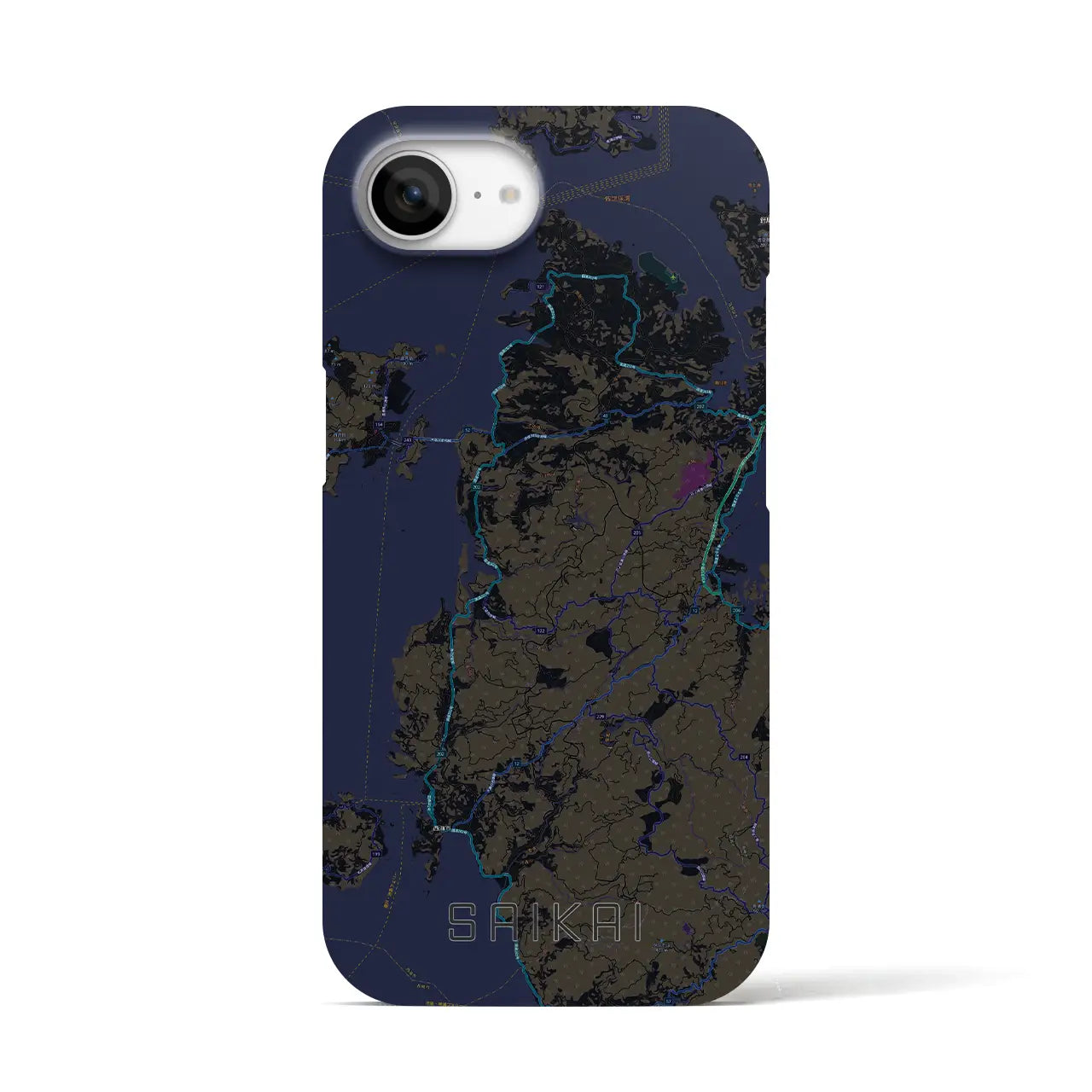 【西海(長崎県)】地図柄iPhoneケース(バックカバータイプ)