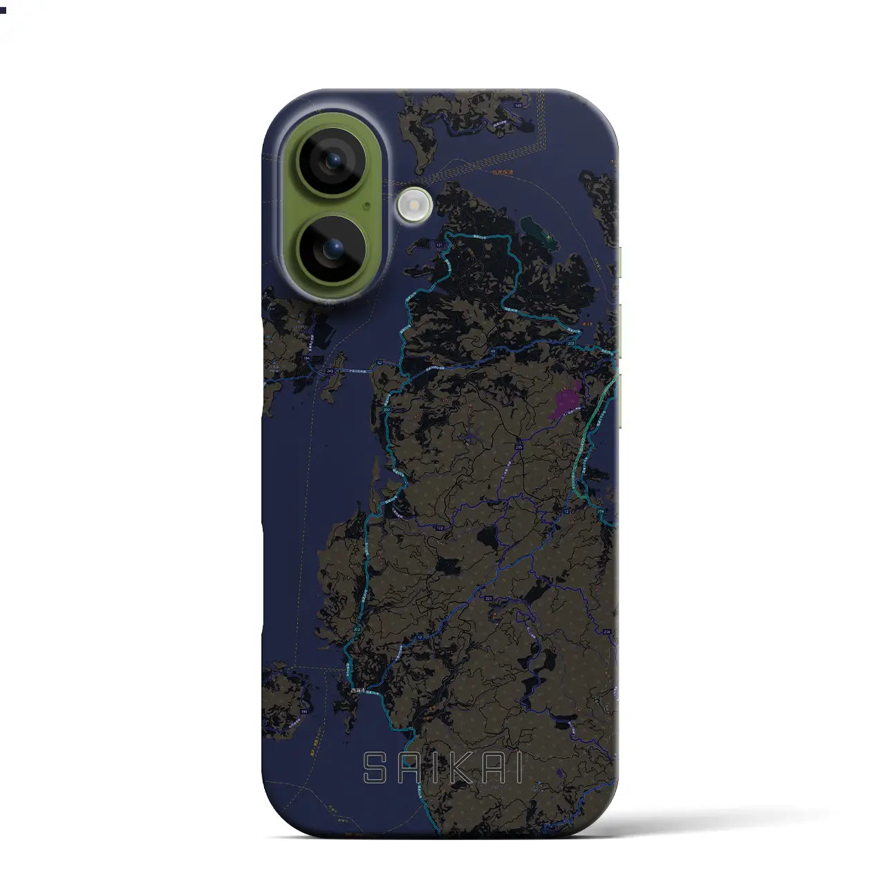 【西海(長崎県)】地図柄iPhoneケース(バックカバータイプ)