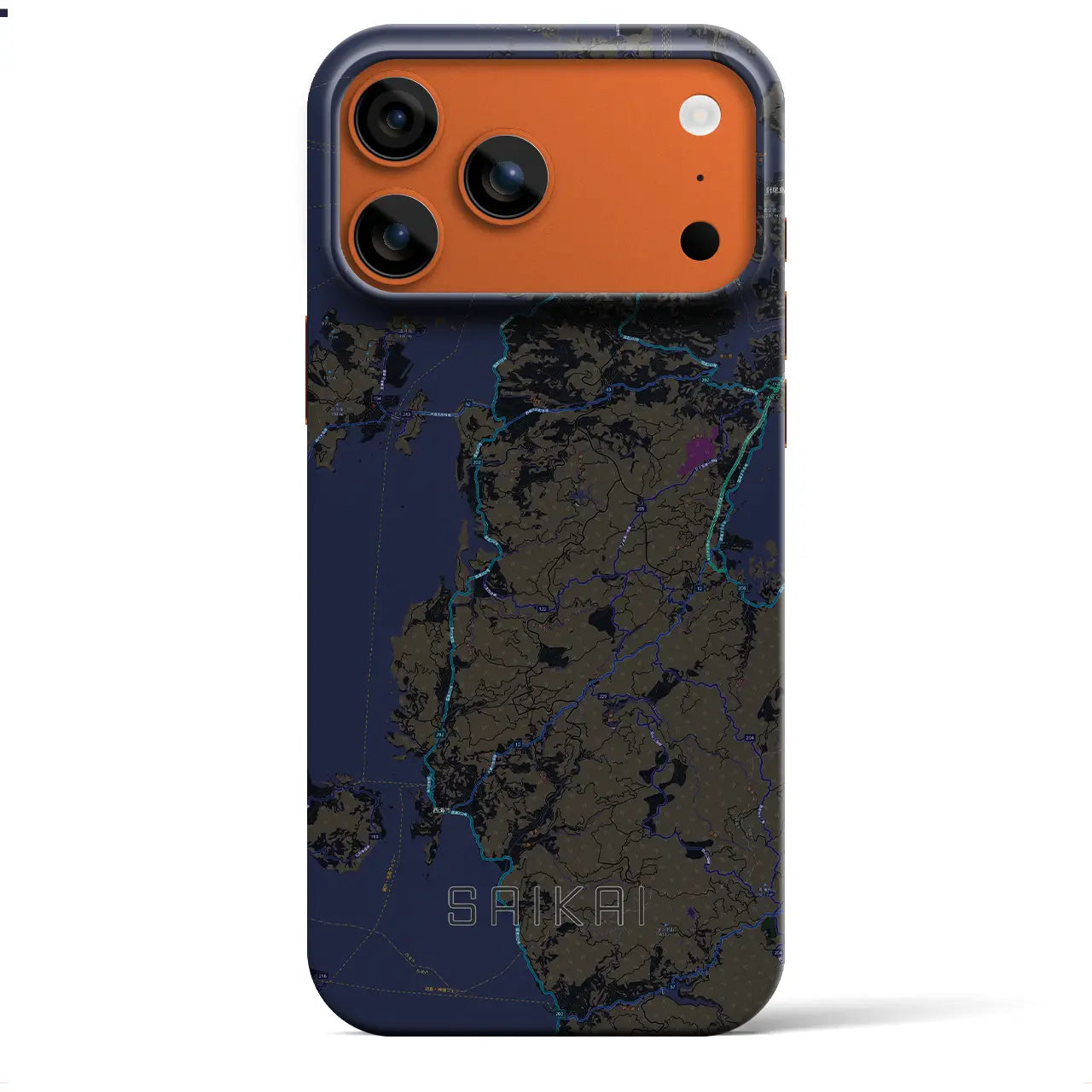 【西海(長崎県)】地図柄iPhoneケース(バックカバータイプ)