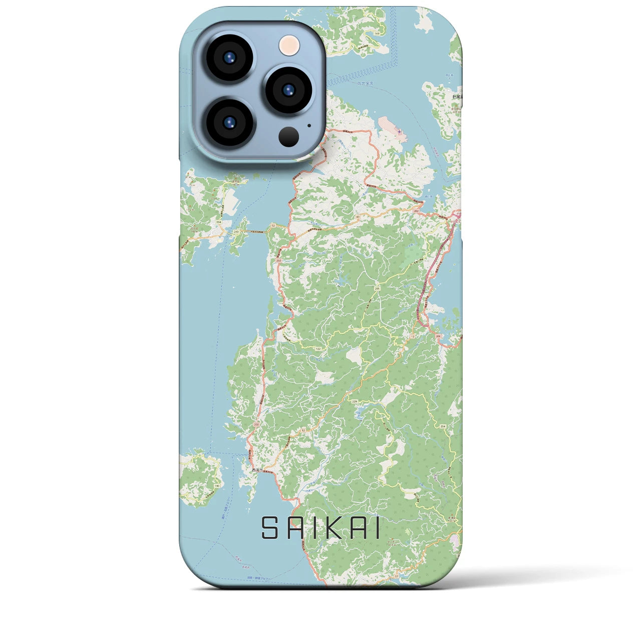 【西海(長崎県)】地図柄iPhoneケース(バックカバータイプ)