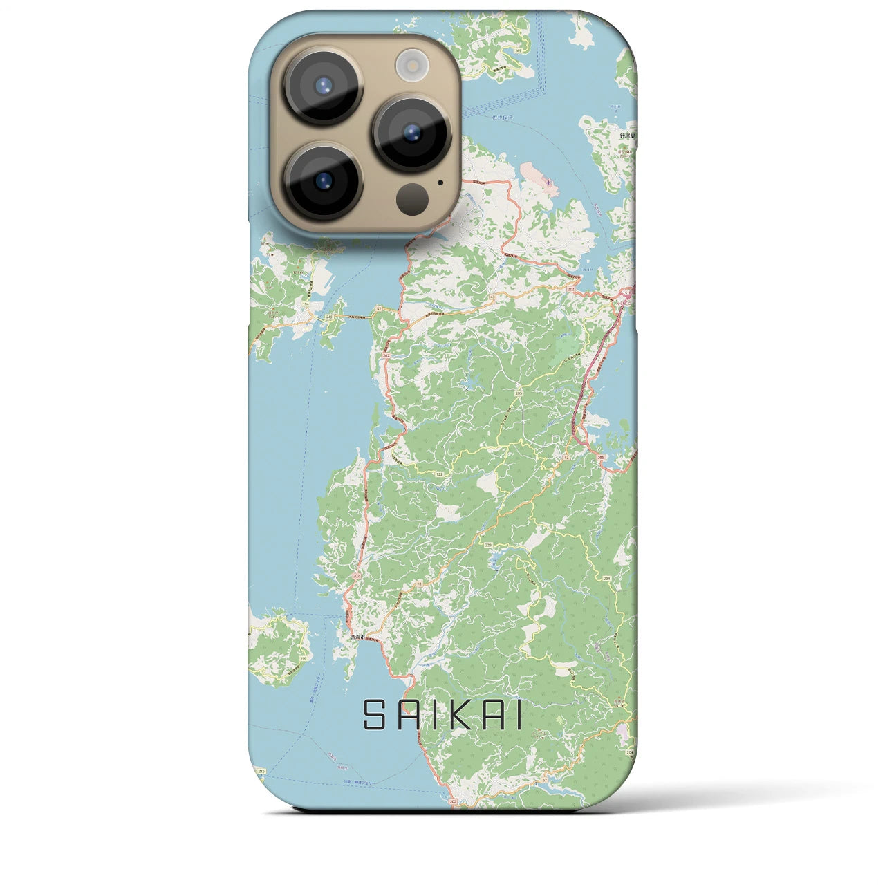 【西海(長崎県)】地図柄iPhoneケース(バックカバータイプ)