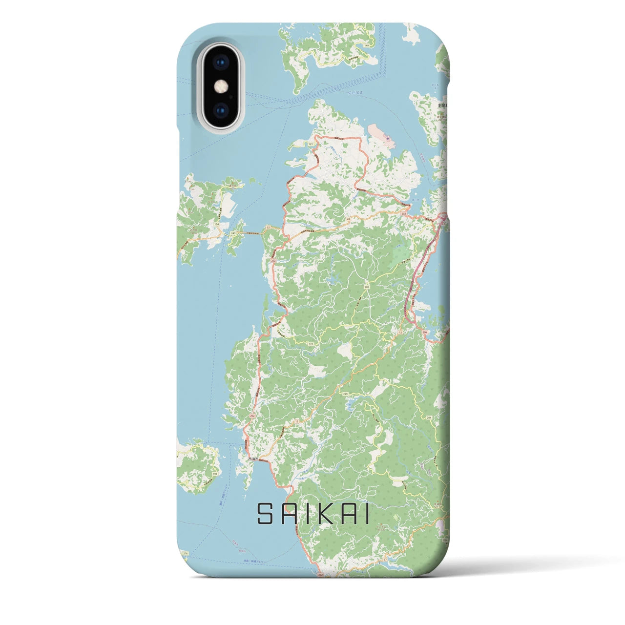 【西海(長崎県)】地図柄iPhoneケース(バックカバータイプ)