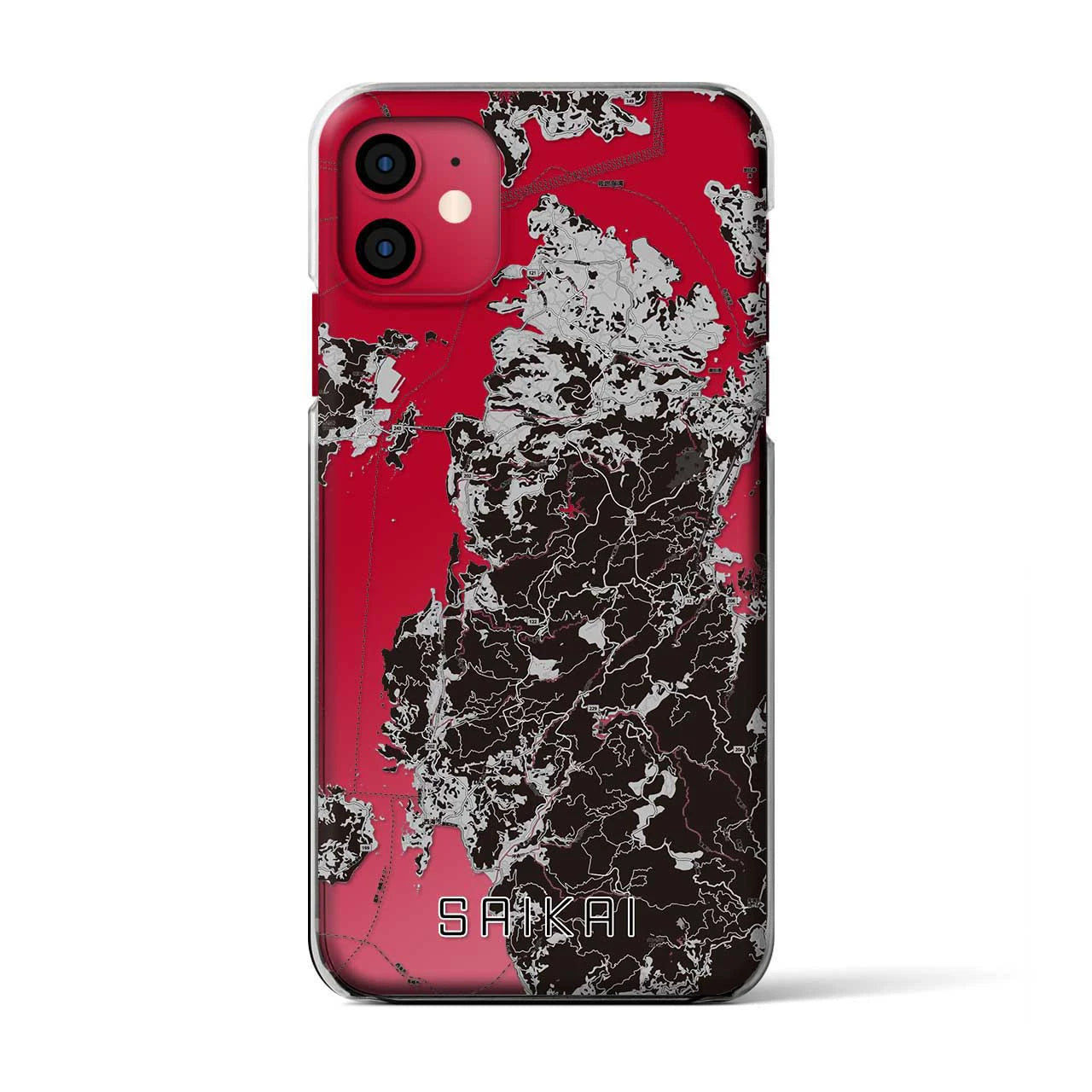 【西海(長崎県)】地図柄iPhoneケース(クリアタイプ)モノトーン・iPhone 11 用