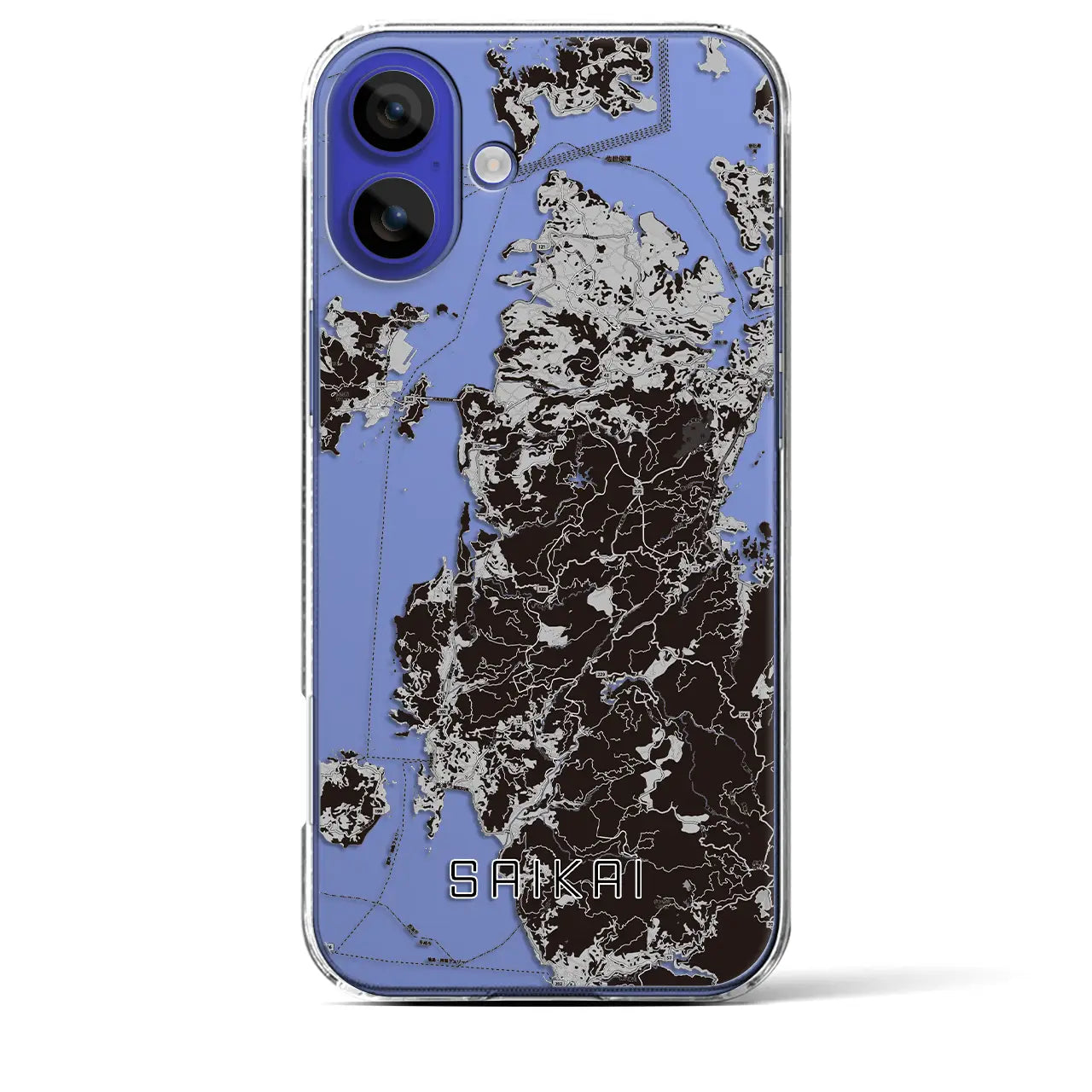 【西海(長崎県)】地図柄iPhoneケース(クリアタイプ)モノトーン・iPhone 16 Pro Max 用
