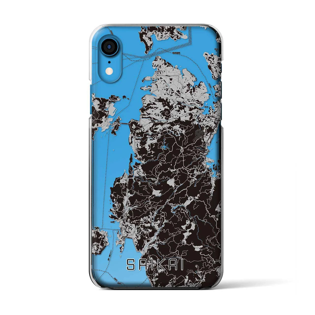 【西海(長崎県)】地図柄iPhoneケース(クリアタイプ)モノトーン・iPhone XR 用