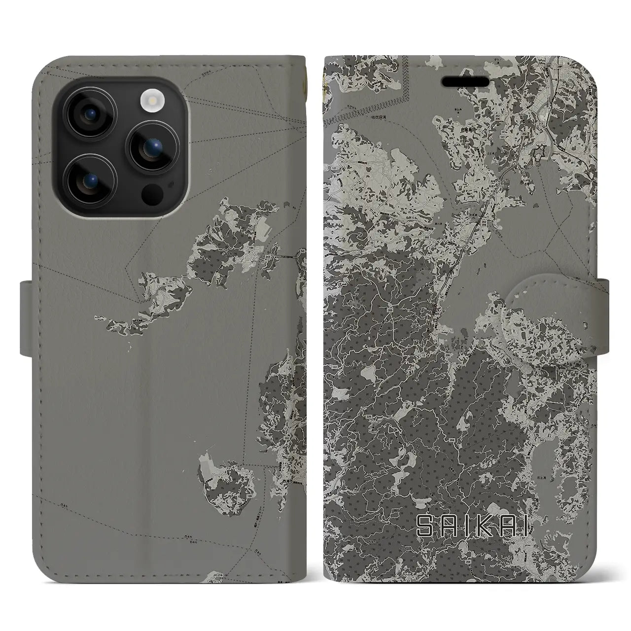 【西海(長崎県)】地図柄iPhoneケース(手帳タイプ)