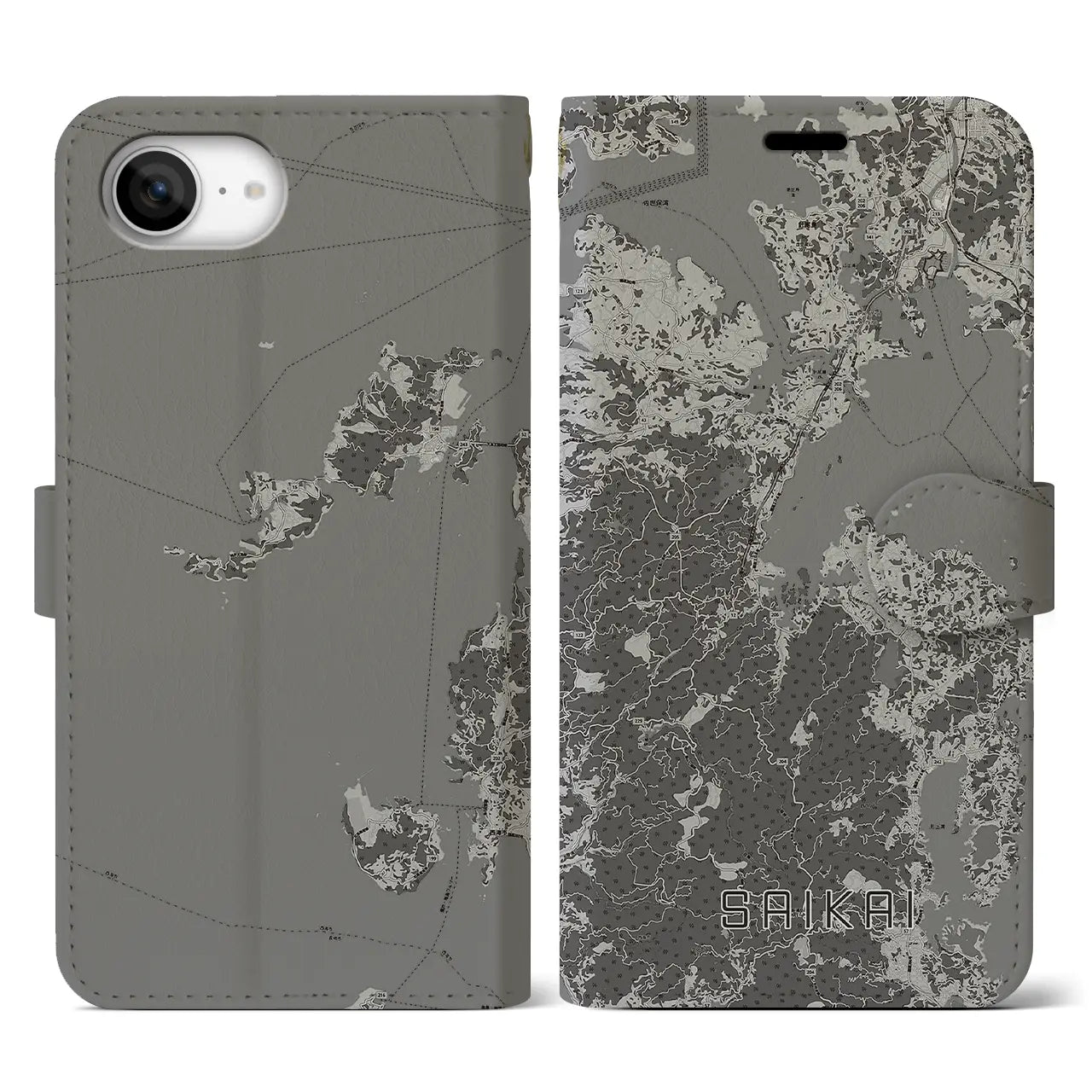 【西海(長崎県)】地図柄iPhoneケース(手帳タイプ)