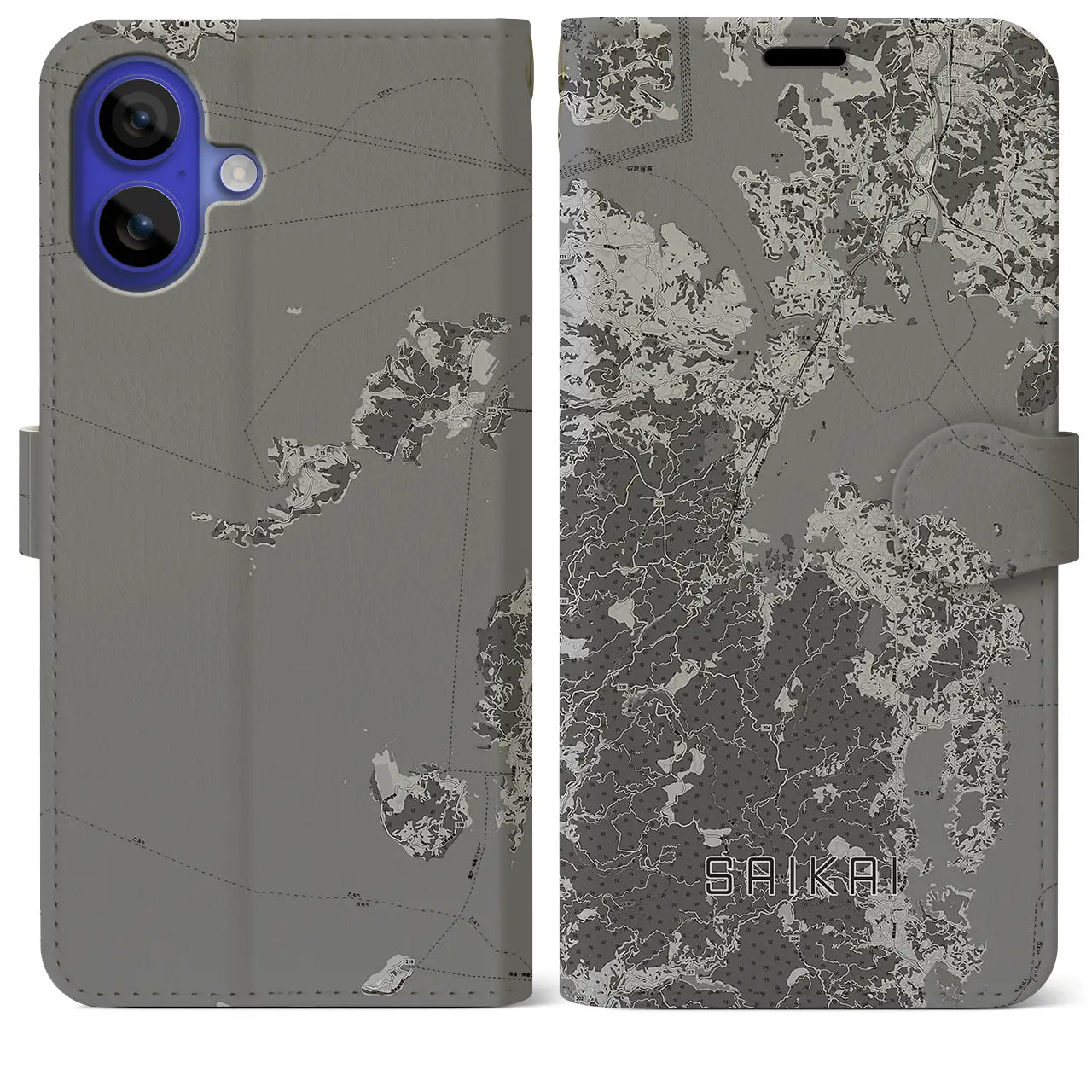 【西海(長崎県)】地図柄iPhoneケース(手帳タイプ)