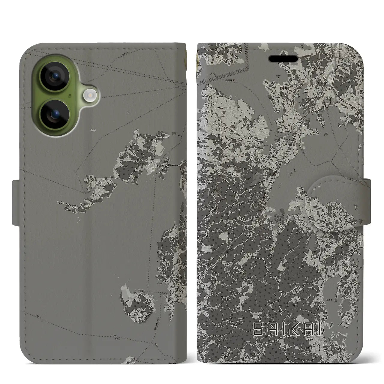 【西海(長崎県)】地図柄iPhoneケース(手帳タイプ)