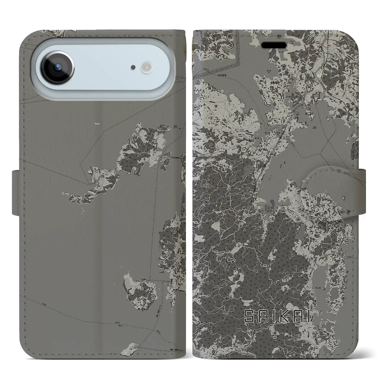 【西海(長崎県)】地図柄iPhoneケース(手帳タイプ)