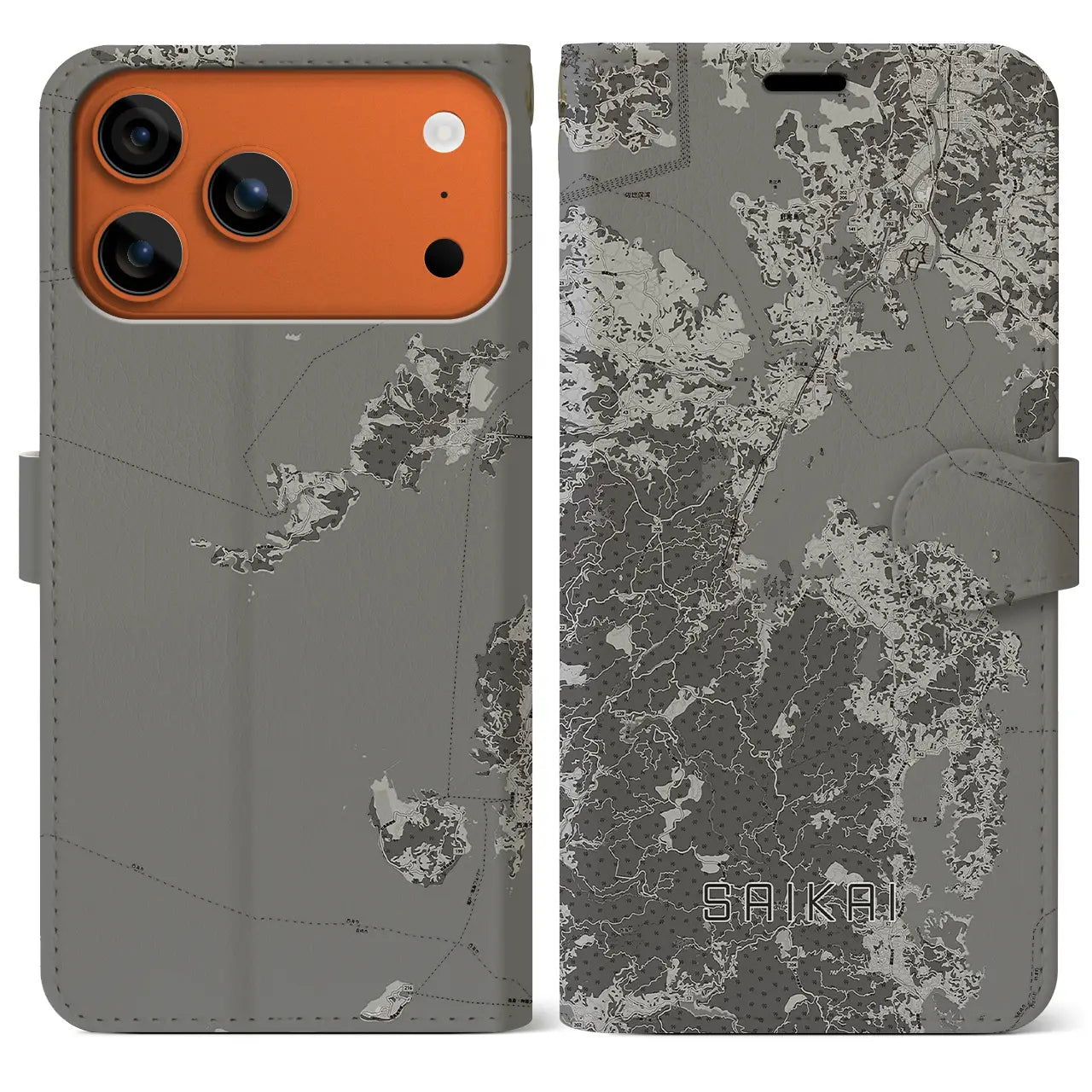 【西海(長崎県)】地図柄iPhoneケース(手帳タイプ)