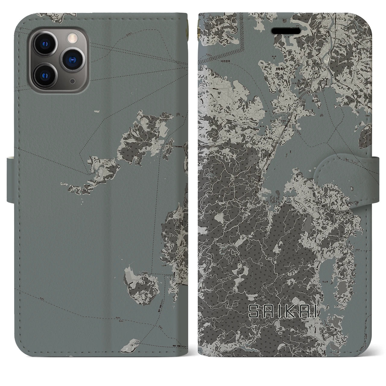 【西海(長崎県)】地図柄iPhoneケース(手帳タイプ)