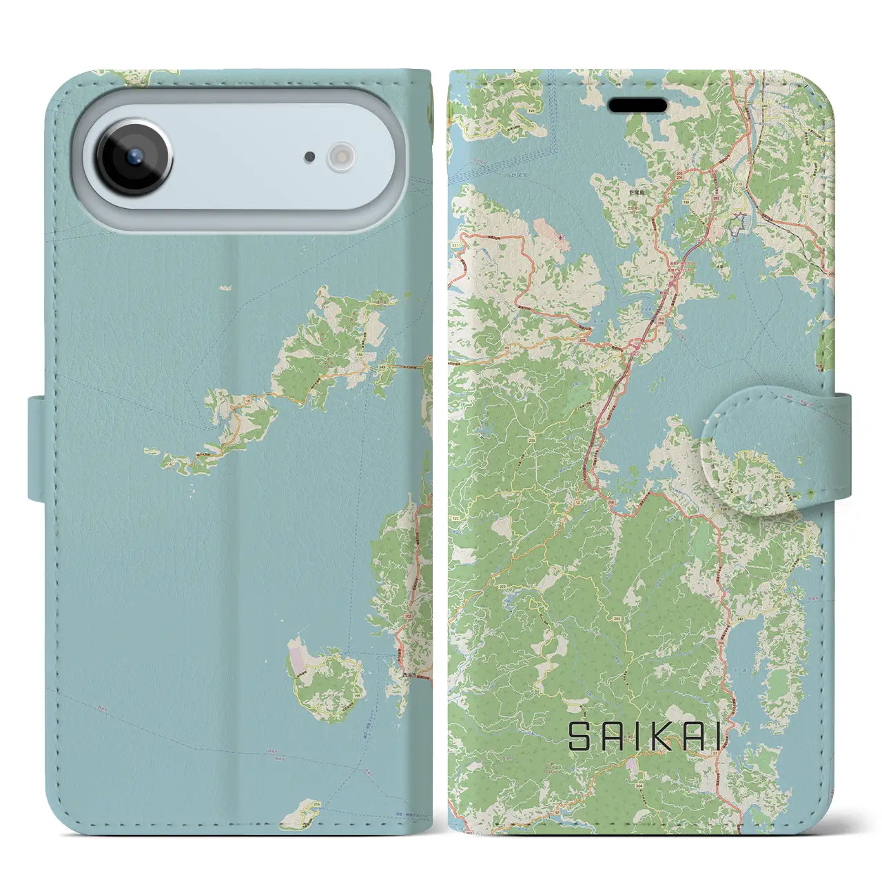 【西海(長崎県)】地図柄iPhoneケース(手帳タイプ)