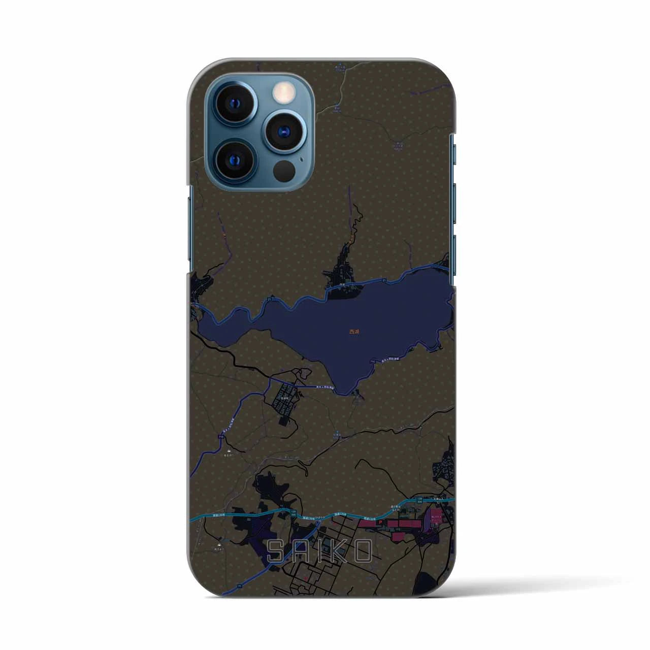【西湖(山梨県)】地図柄iPhoneケース(バックカバータイプ)