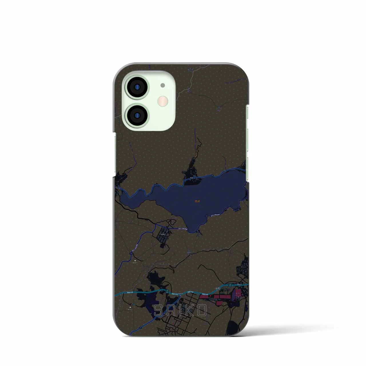 【西湖(山梨県)】地図柄iPhoneケース(バックカバータイプ)