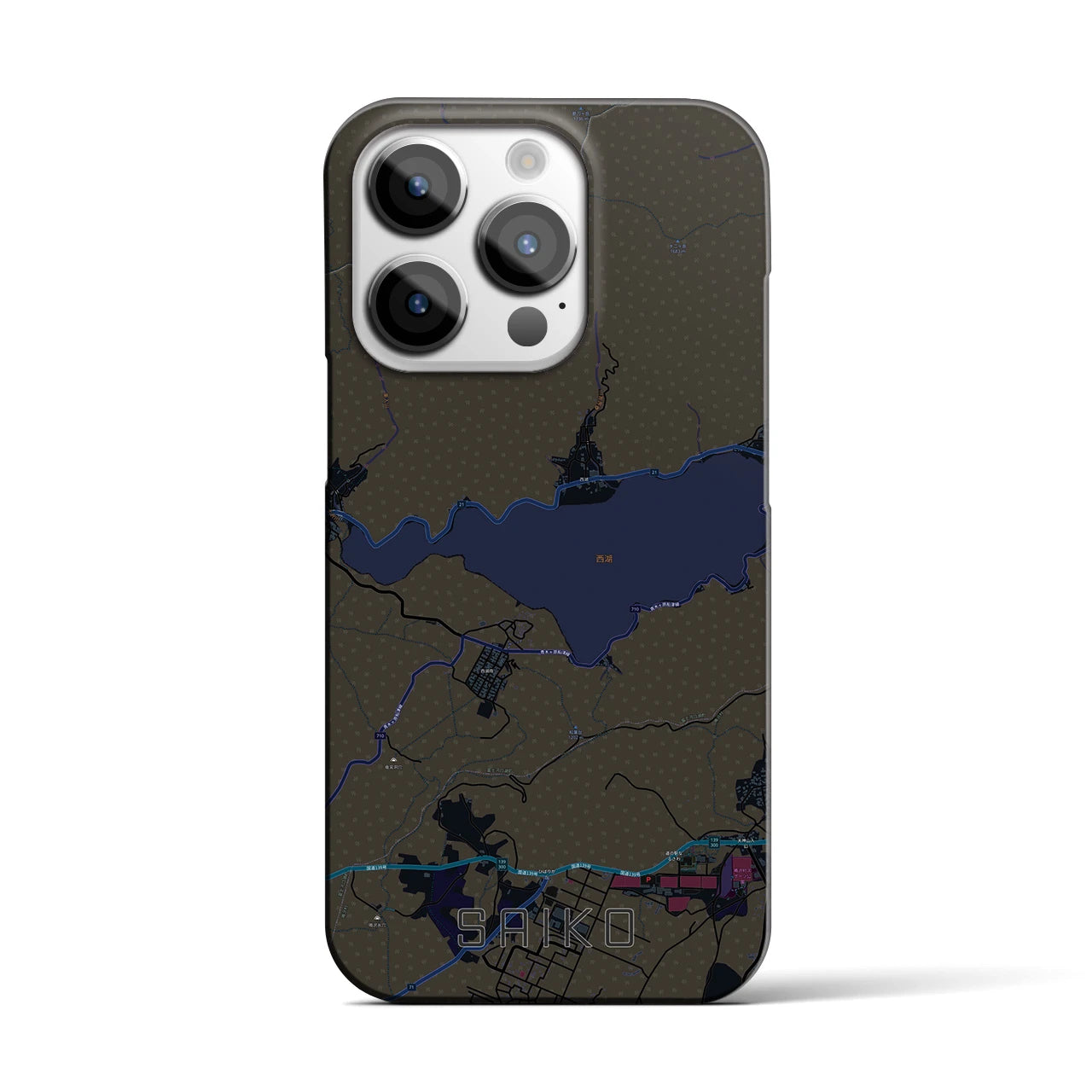 【西湖(山梨県)】地図柄iPhoneケース(バックカバータイプ)