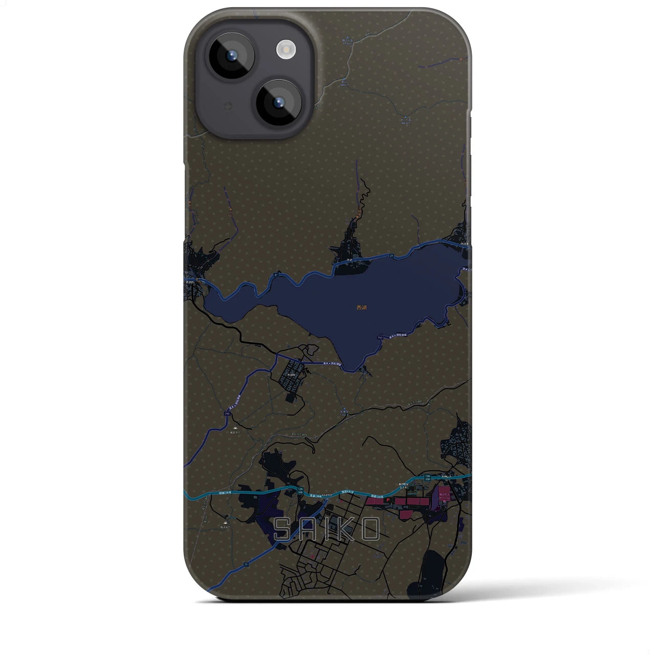 【西湖(山梨県)】地図柄iPhoneケース(バックカバータイプ)