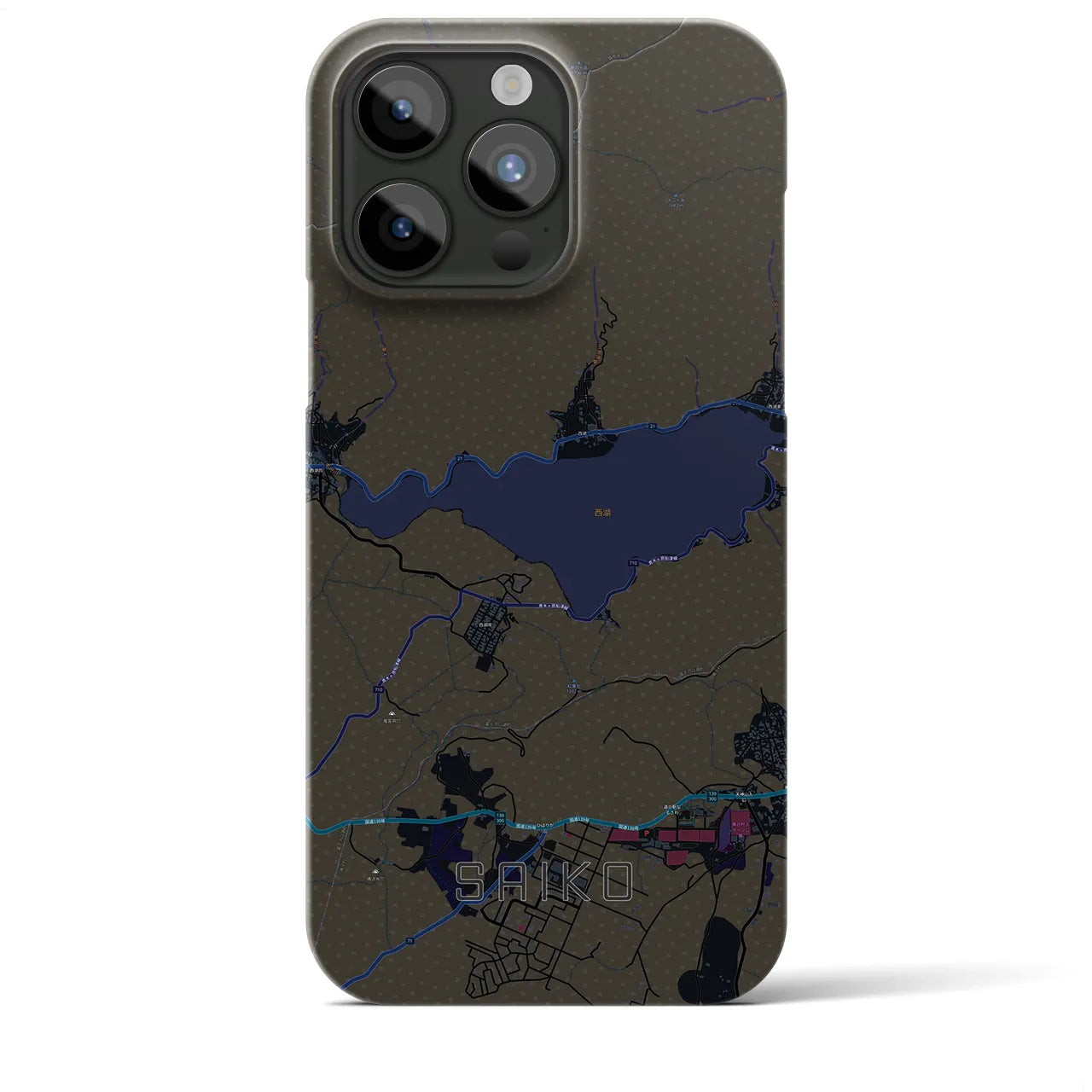 【西湖(山梨県)】地図柄iPhoneケース(バックカバータイプ)