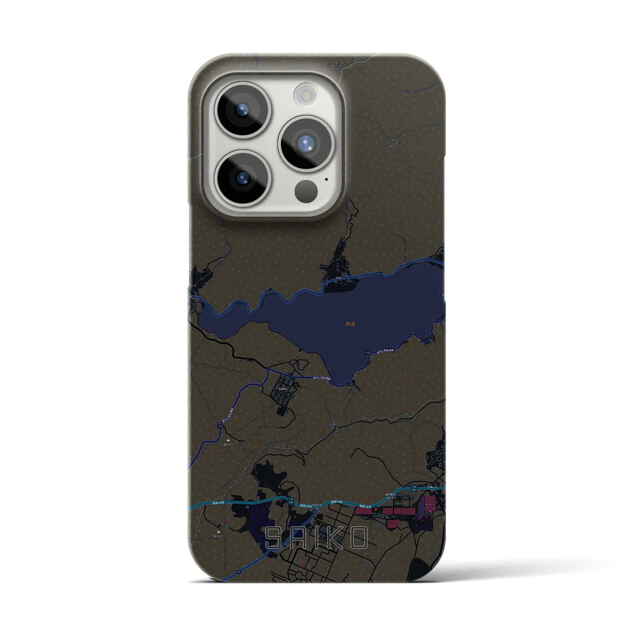 【西湖(山梨県)】地図柄iPhoneケース(バックカバータイプ)
