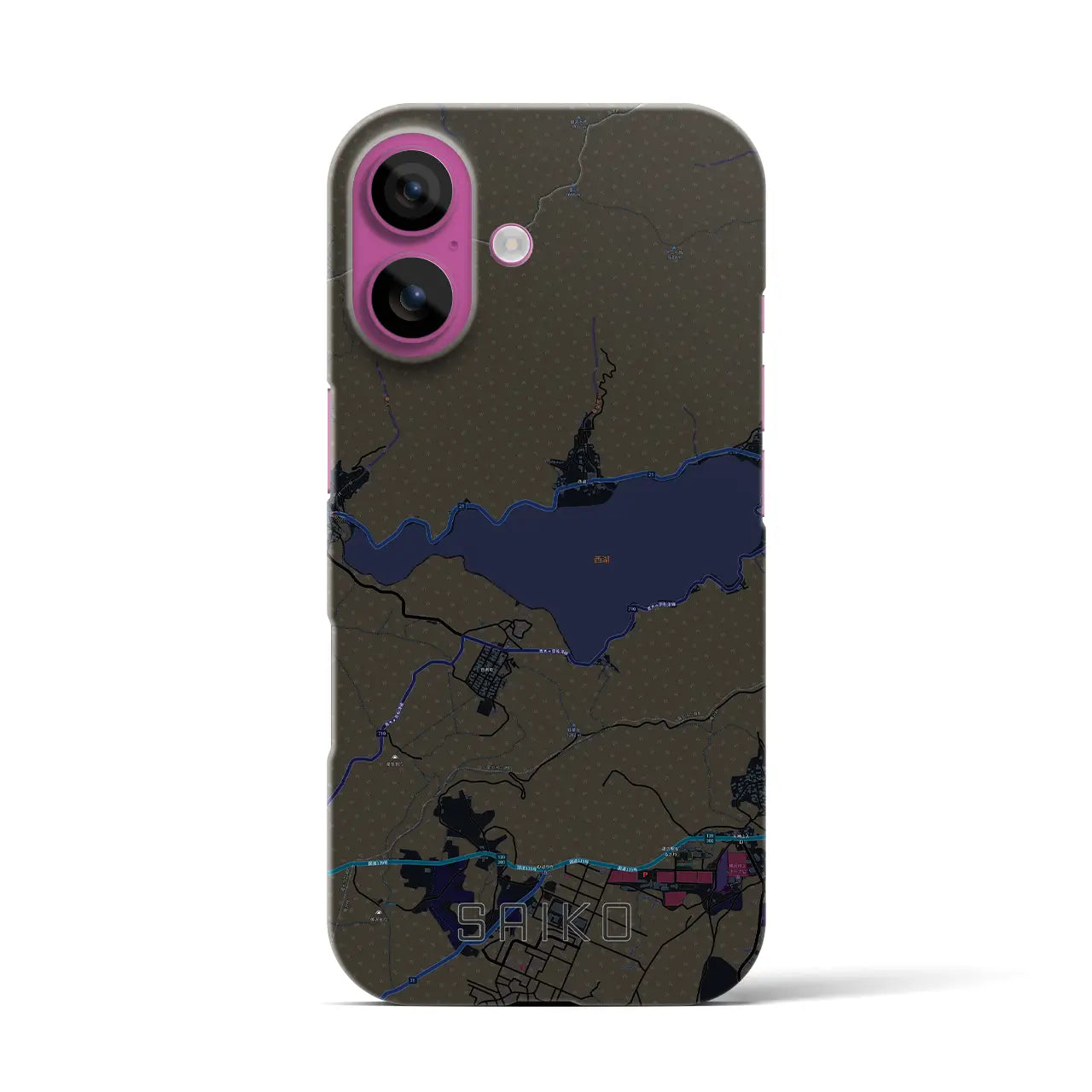 【西湖(山梨県)】地図柄iPhoneケース(バックカバータイプ)