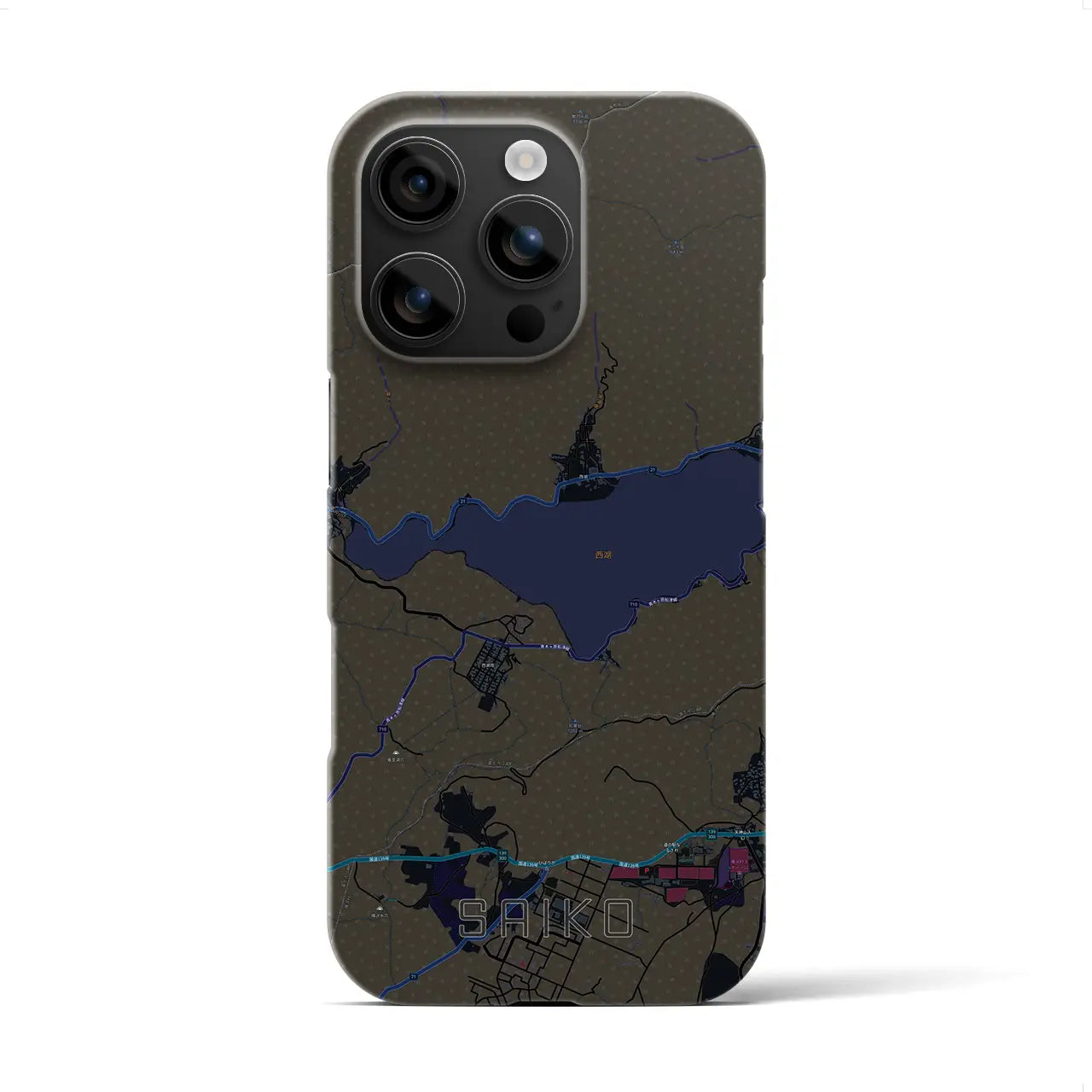 【西湖(山梨県)】地図柄iPhoneケース(バックカバータイプ)