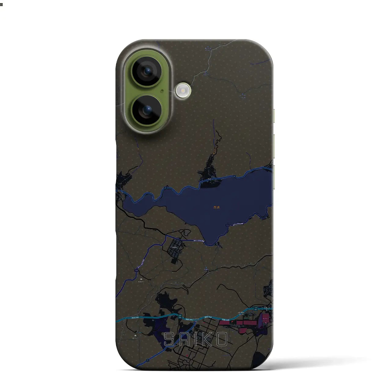 【西湖(山梨県)】地図柄iPhoneケース(バックカバータイプ)