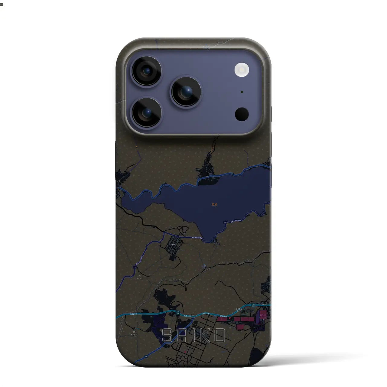 【西湖(山梨県)】地図柄iPhoneケース(バックカバータイプ)