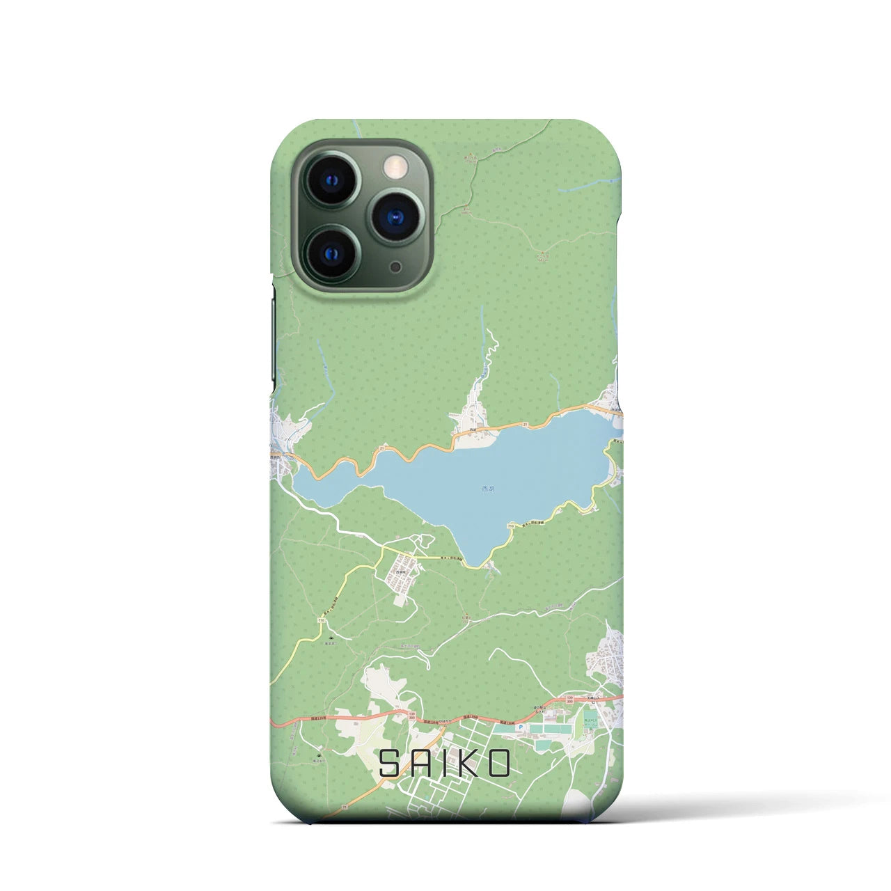【西湖(山梨県)】地図柄iPhoneケース(バックカバータイプ)