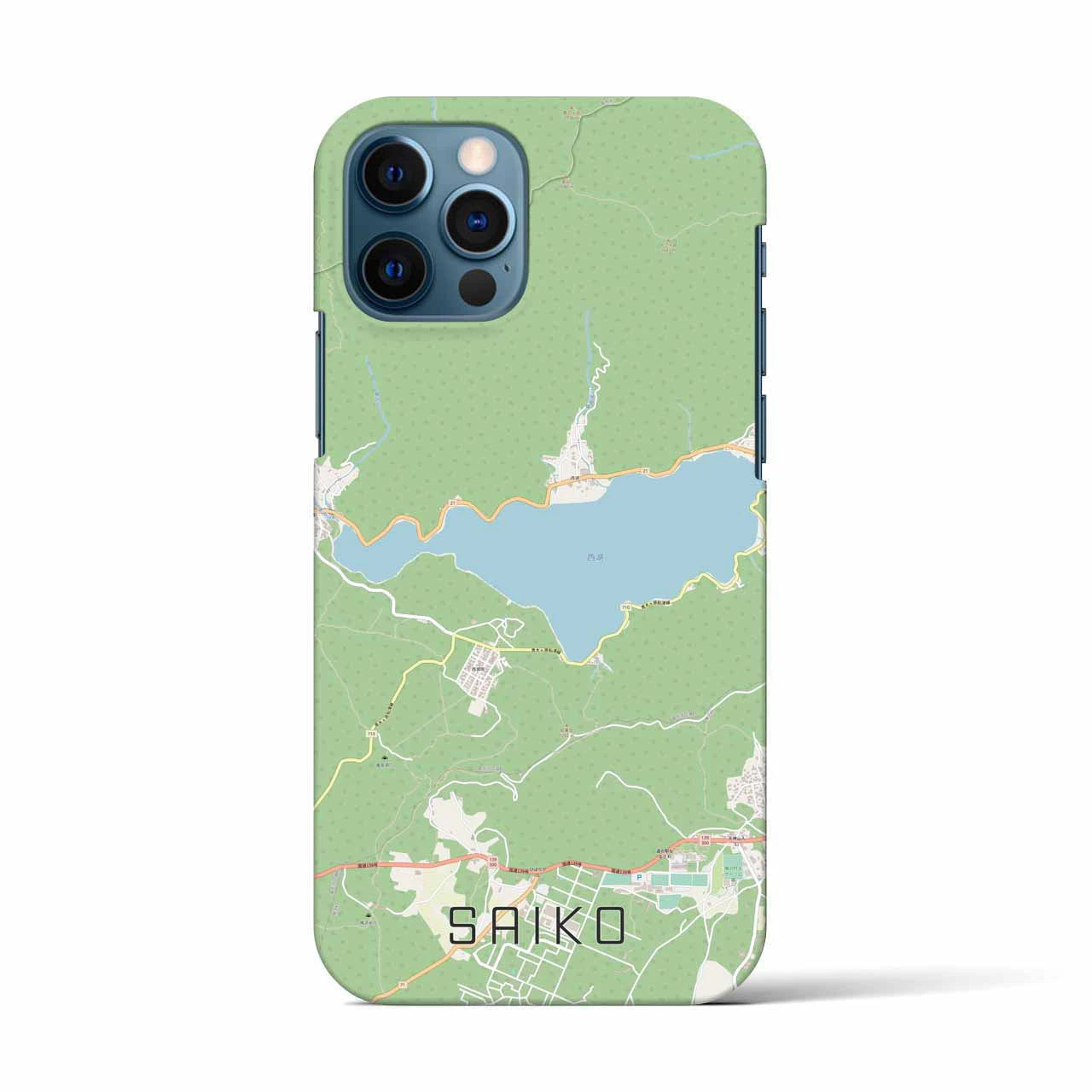 【西湖(山梨県)】地図柄iPhoneケース(バックカバータイプ)