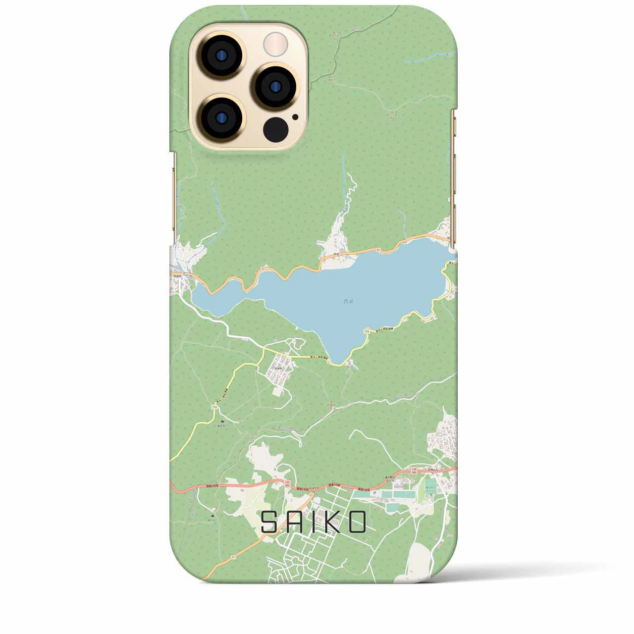 【西湖(山梨県)】地図柄iPhoneケース(バックカバータイプ)