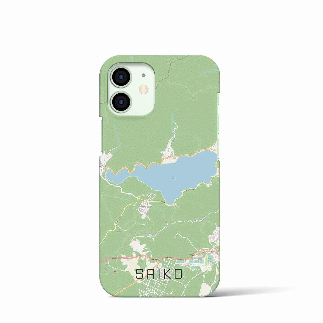 【西湖(山梨県)】地図柄iPhoneケース(バックカバータイプ)
