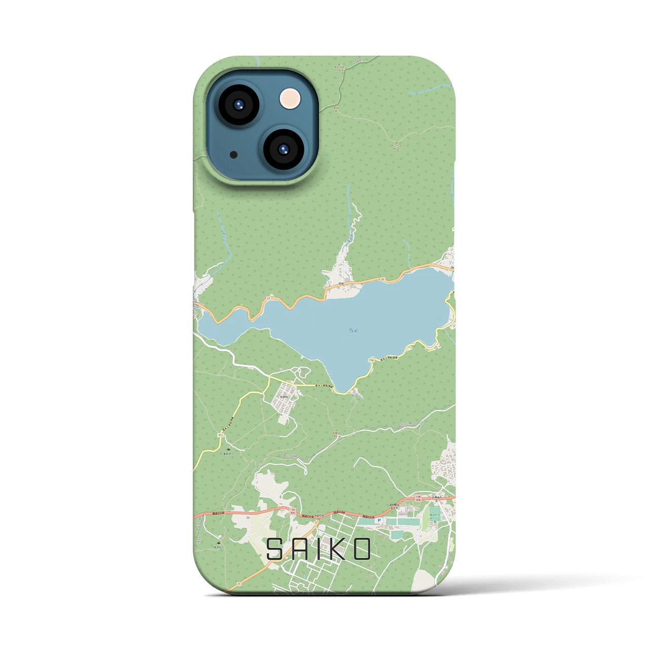 【西湖(山梨県)】地図柄iPhoneケース(バックカバータイプ)