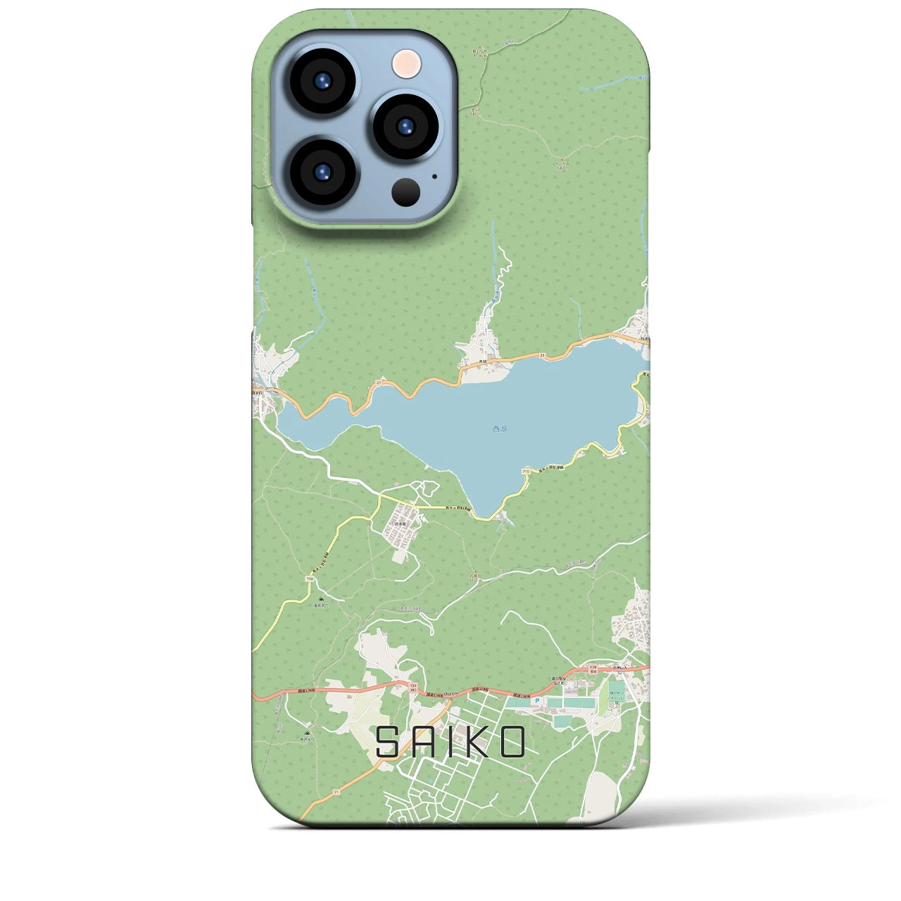 【西湖(山梨県)】地図柄iPhoneケース(バックカバータイプ)