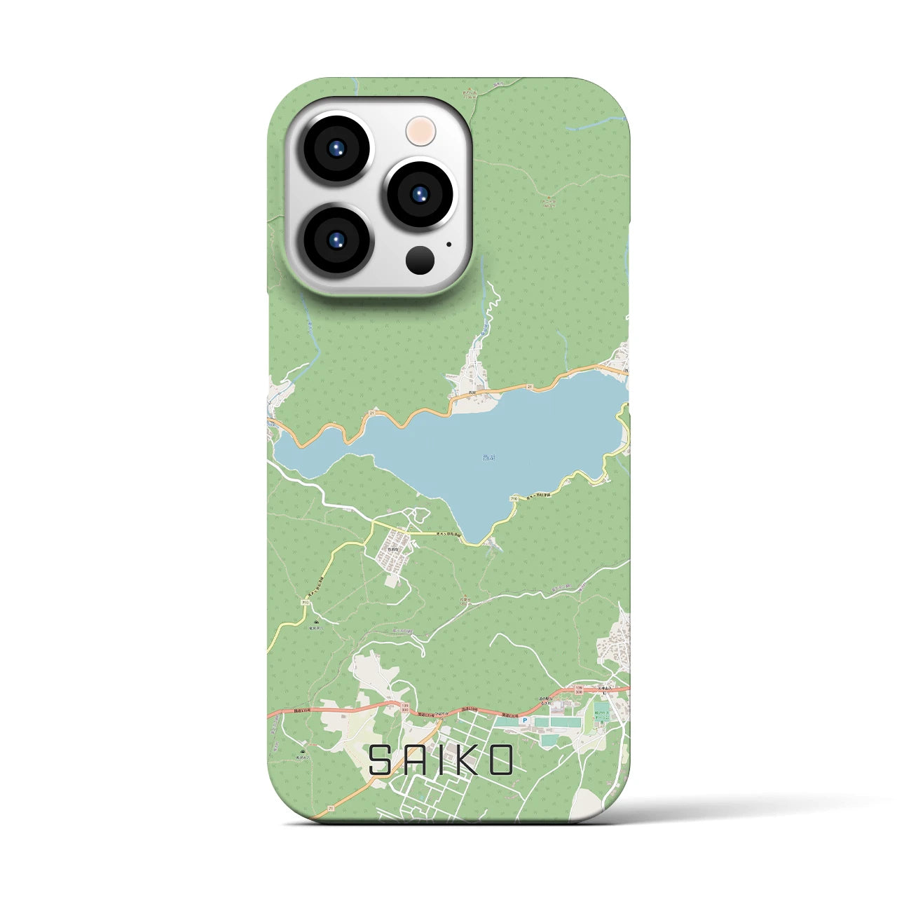 【西湖(山梨県)】地図柄iPhoneケース(バックカバータイプ)