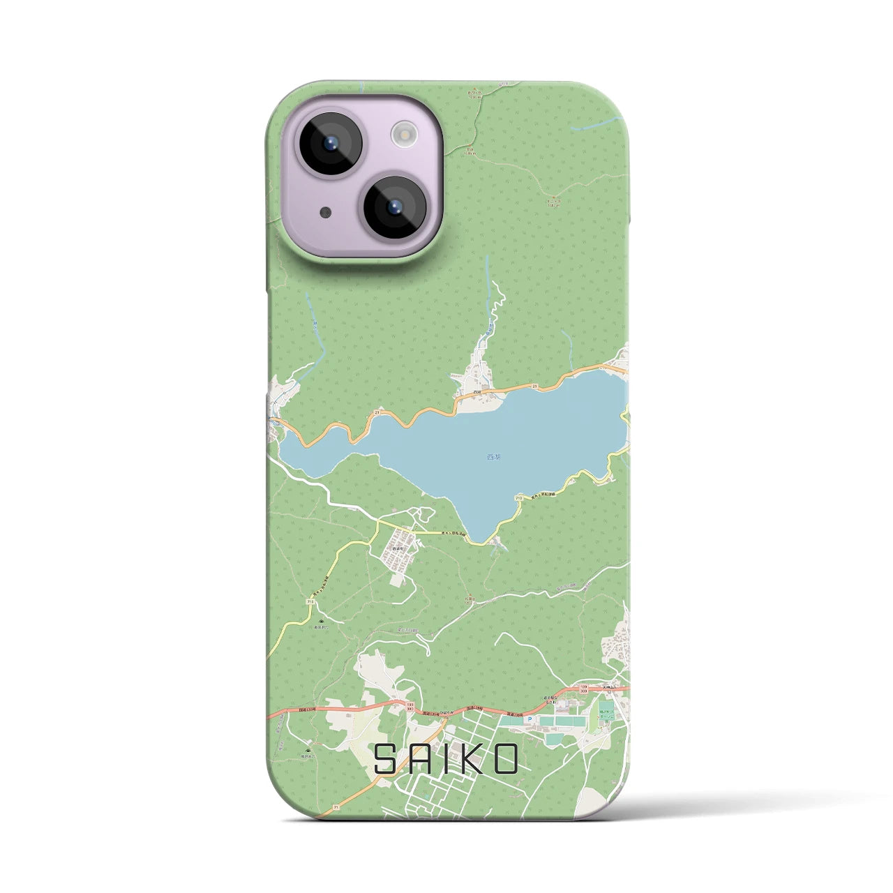 【西湖(山梨県)】地図柄iPhoneケース(バックカバータイプ)
