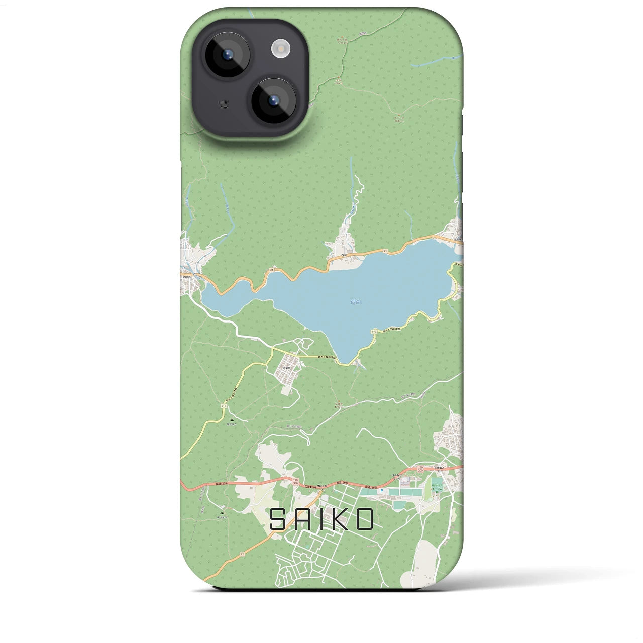 【西湖(山梨県)】地図柄iPhoneケース(バックカバータイプ)