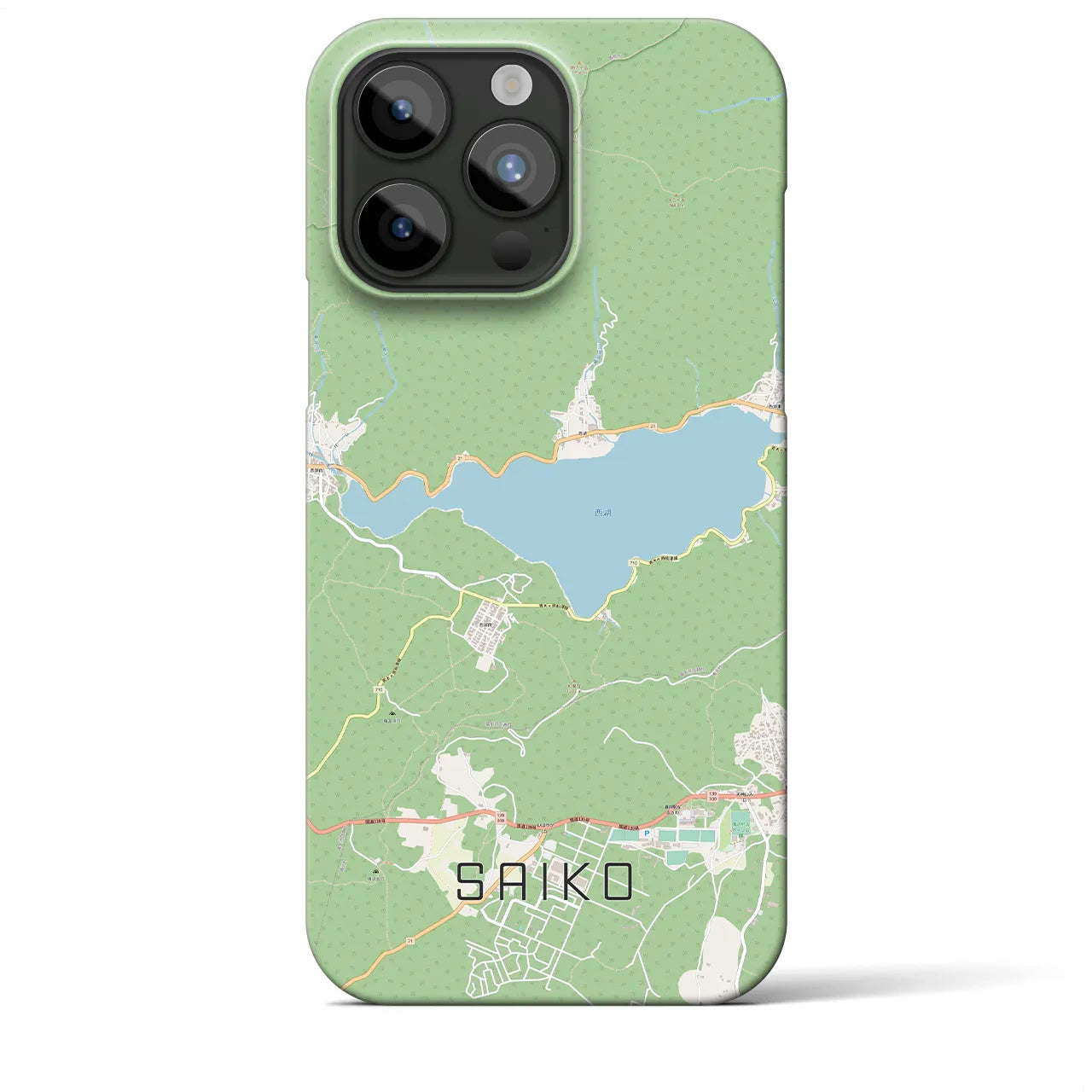 【西湖(山梨県)】地図柄iPhoneケース(バックカバータイプ)