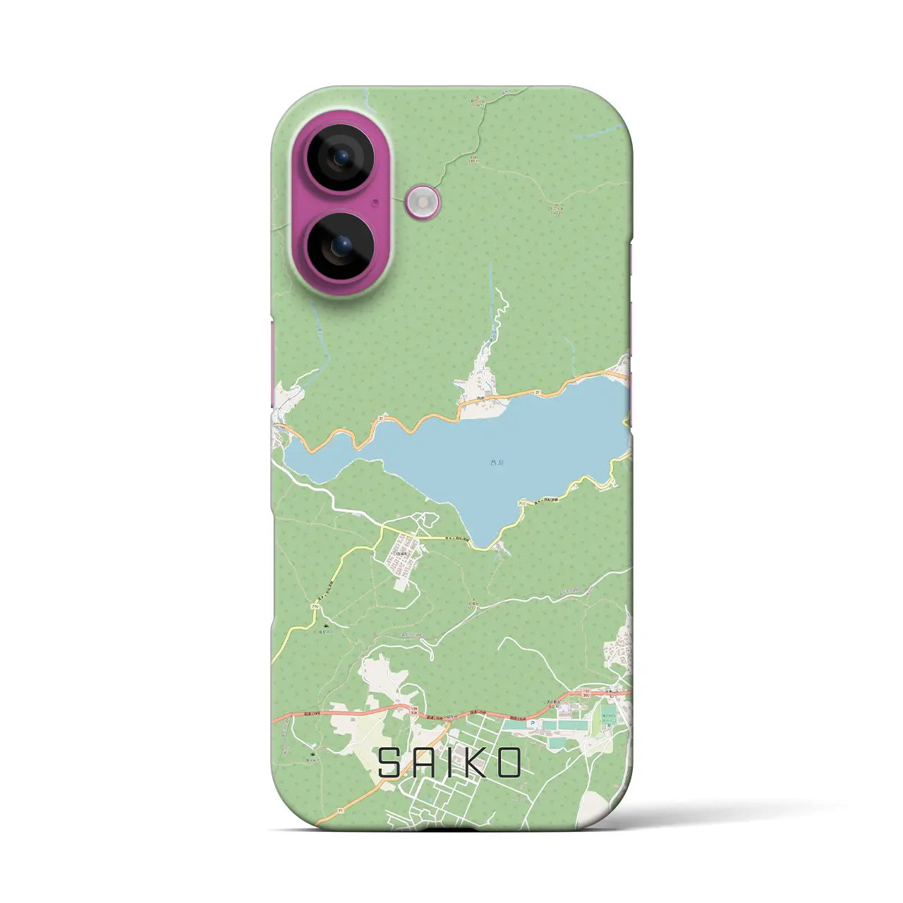 【西湖(山梨県)】地図柄iPhoneケース(バックカバータイプ)