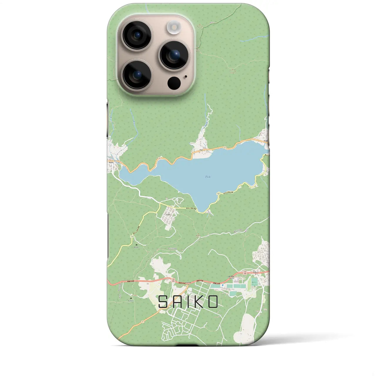 【西湖(山梨県)】地図柄iPhoneケース(バックカバータイプ)