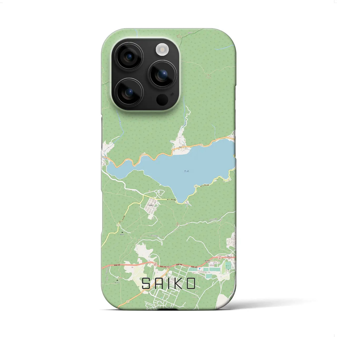 【西湖(山梨県)】地図柄iPhoneケース(バックカバータイプ)