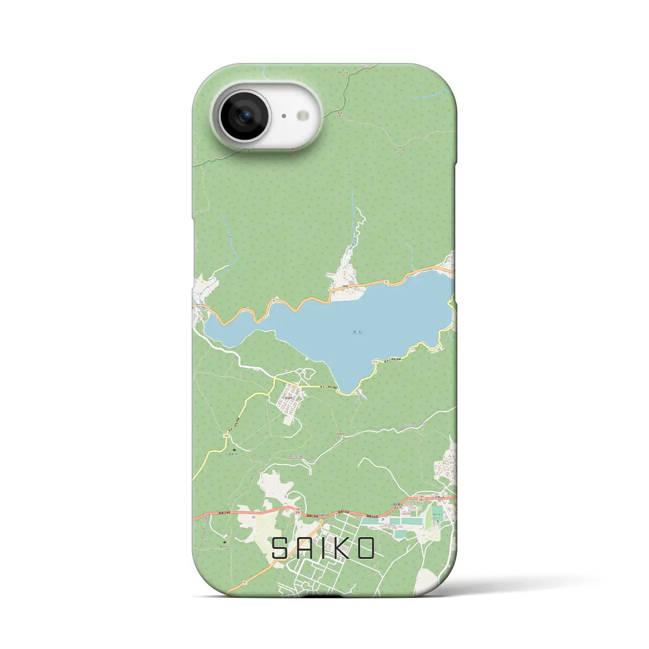 【西湖(山梨県)】地図柄iPhoneケース(バックカバータイプ)