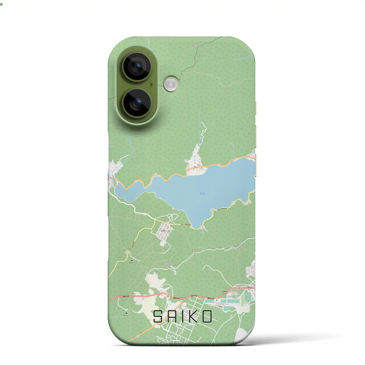 【西湖(山梨県)】地図柄iPhoneケース(バックカバータイプ)