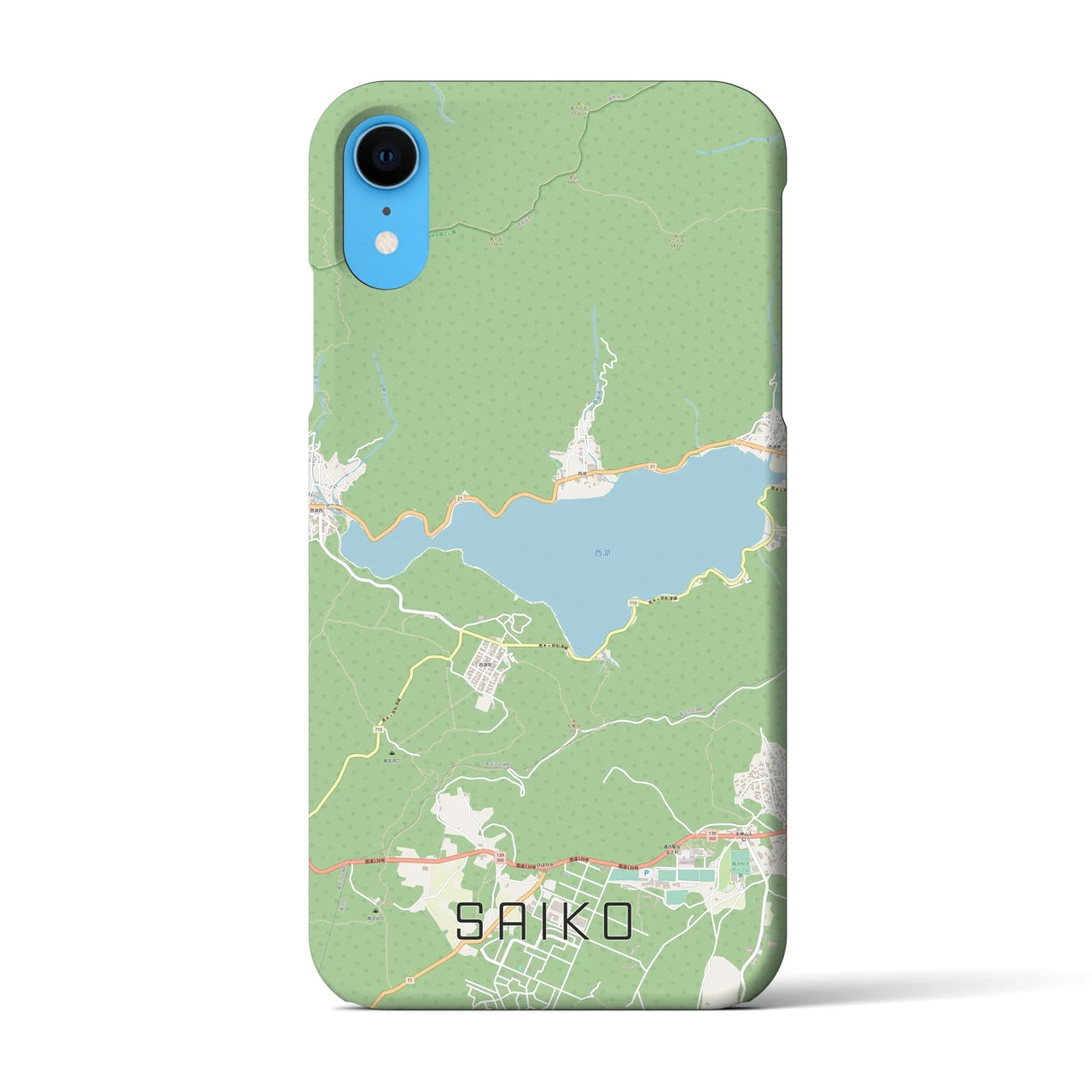 【西湖(山梨県)】地図柄iPhoneケース(バックカバータイプ)