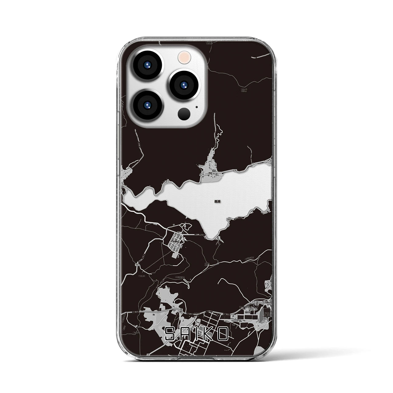 【西湖(山梨県)】地図柄iPhoneケース(クリアタイプ)