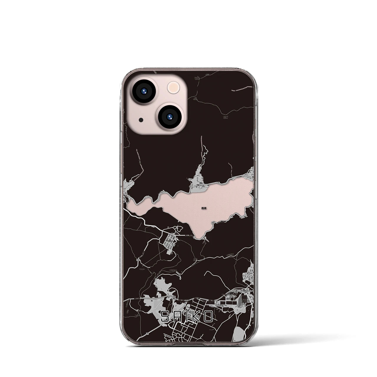 【西湖(山梨県)】地図柄iPhoneケース(クリアタイプ)