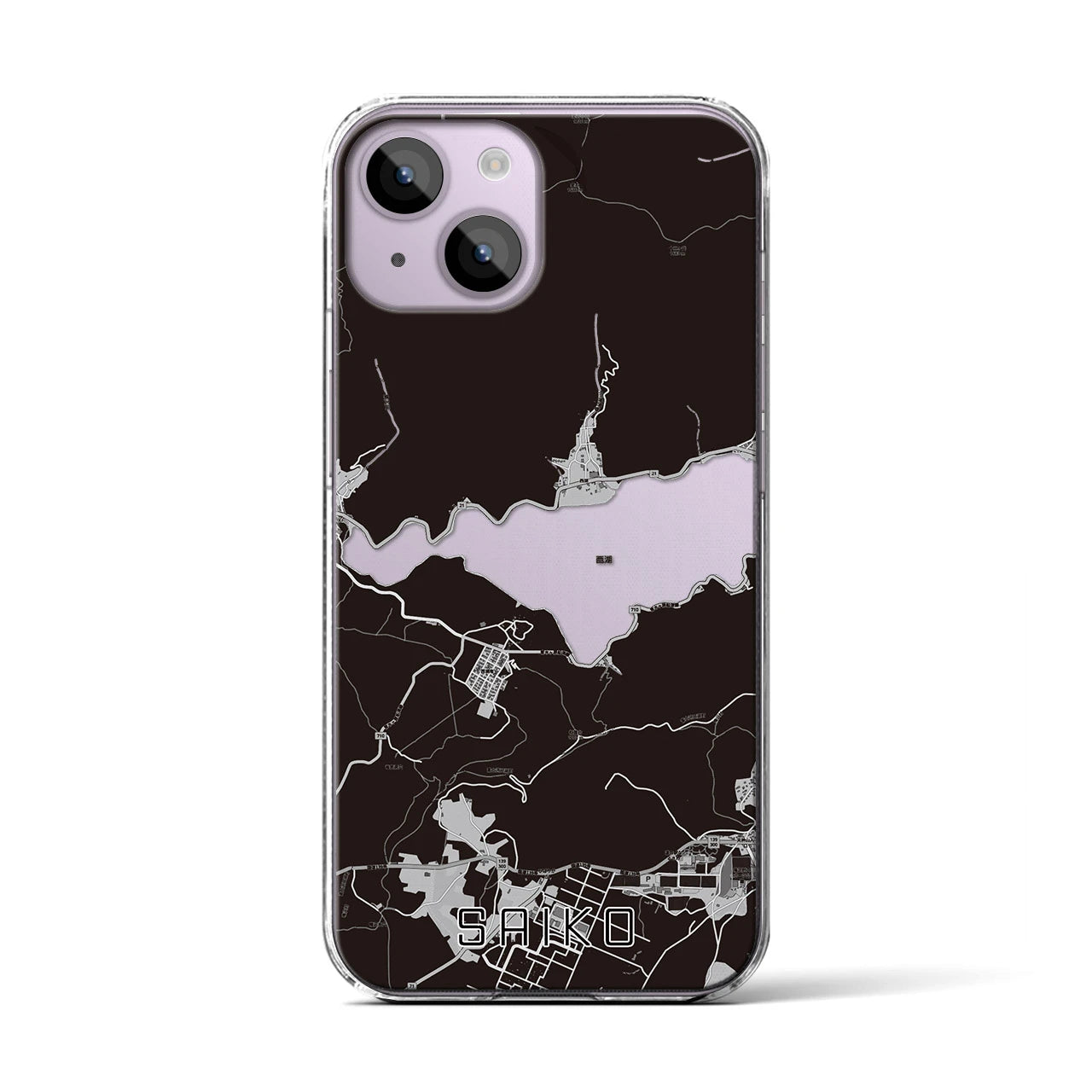 【西湖(山梨県)】地図柄iPhoneケース(クリアタイプ)