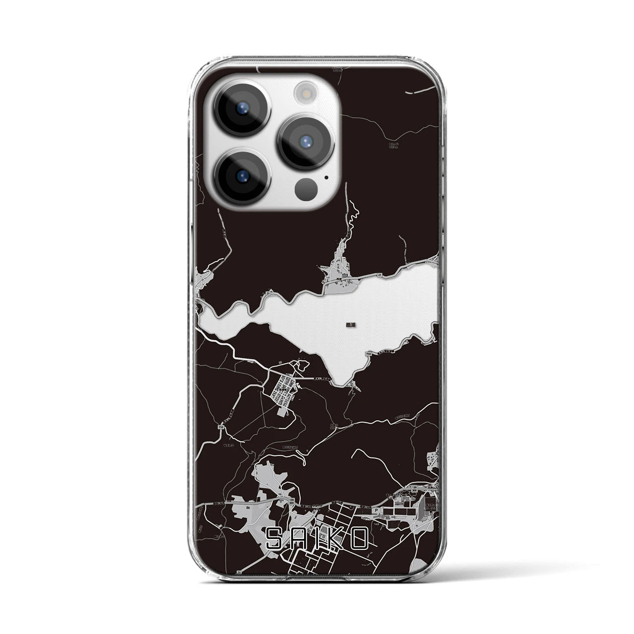 【西湖(山梨県)】地図柄iPhoneケース(クリアタイプ)