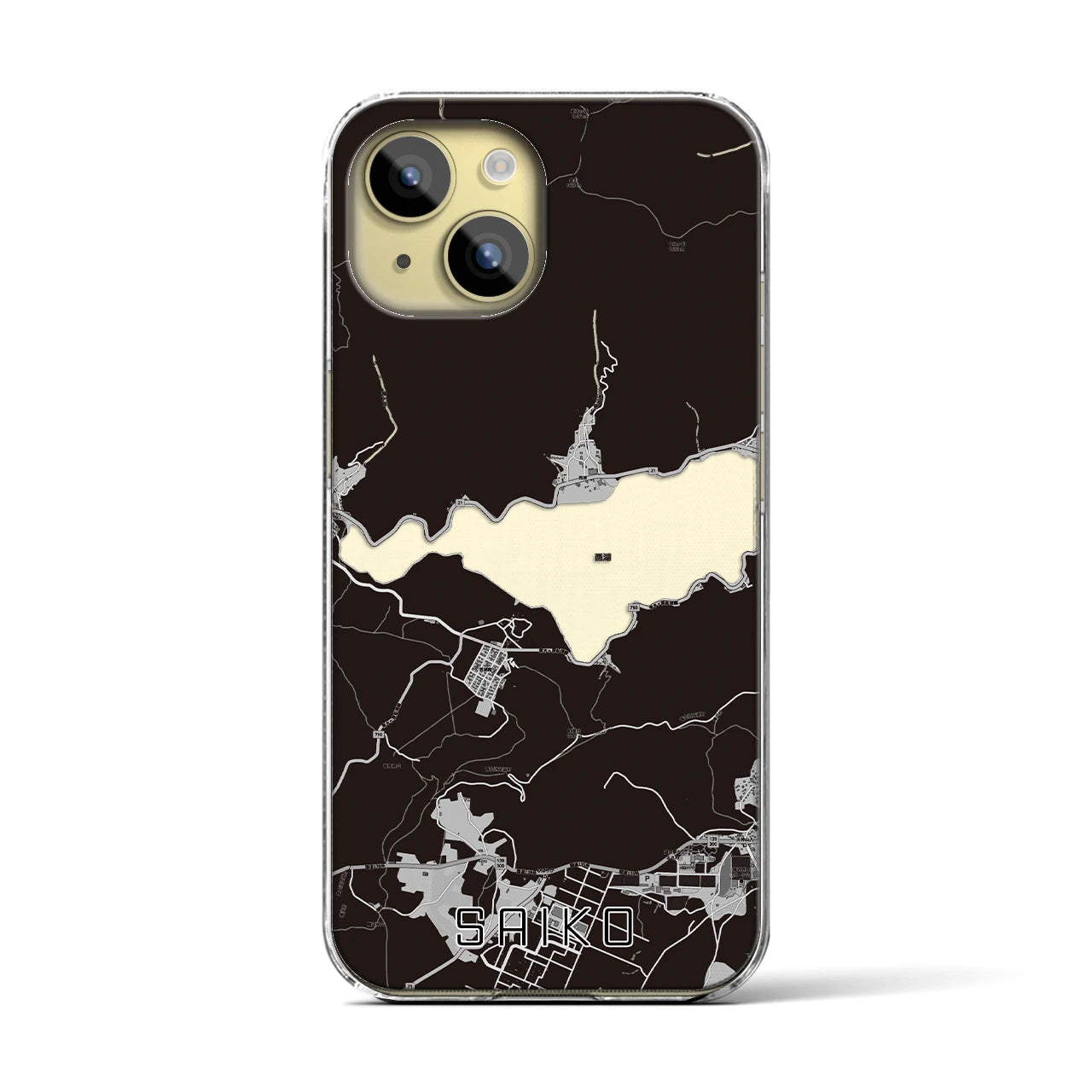 【西湖(山梨県)】地図柄iPhoneケース(クリアタイプ)