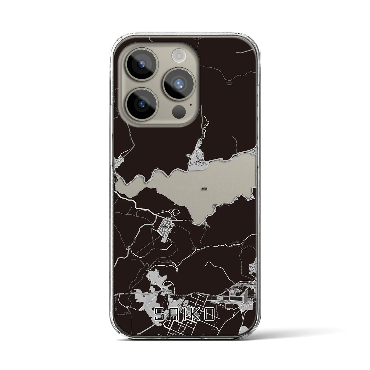 【西湖(山梨県)】地図柄iPhoneケース(クリアタイプ)